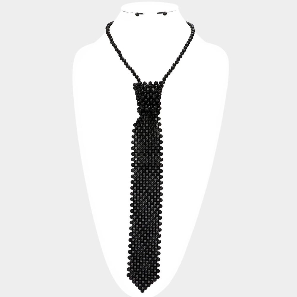 Pearl Neck Tie Statement Necklace - Picture 7 of 7